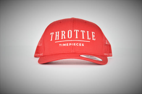 THROTTLE CLASSIC RED RETRO TRUCKER HAT